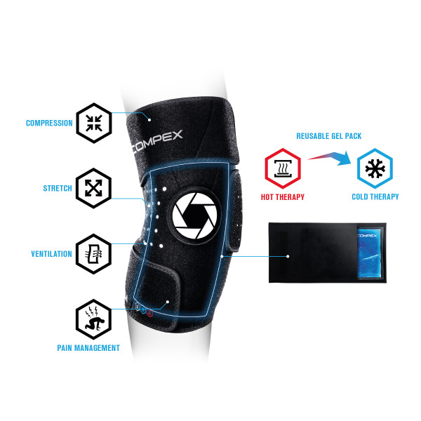 Бандаж колена Compex COLDFORM KNEE с гелевым вкладышем,размер S-M, 83-0026-SM-FG